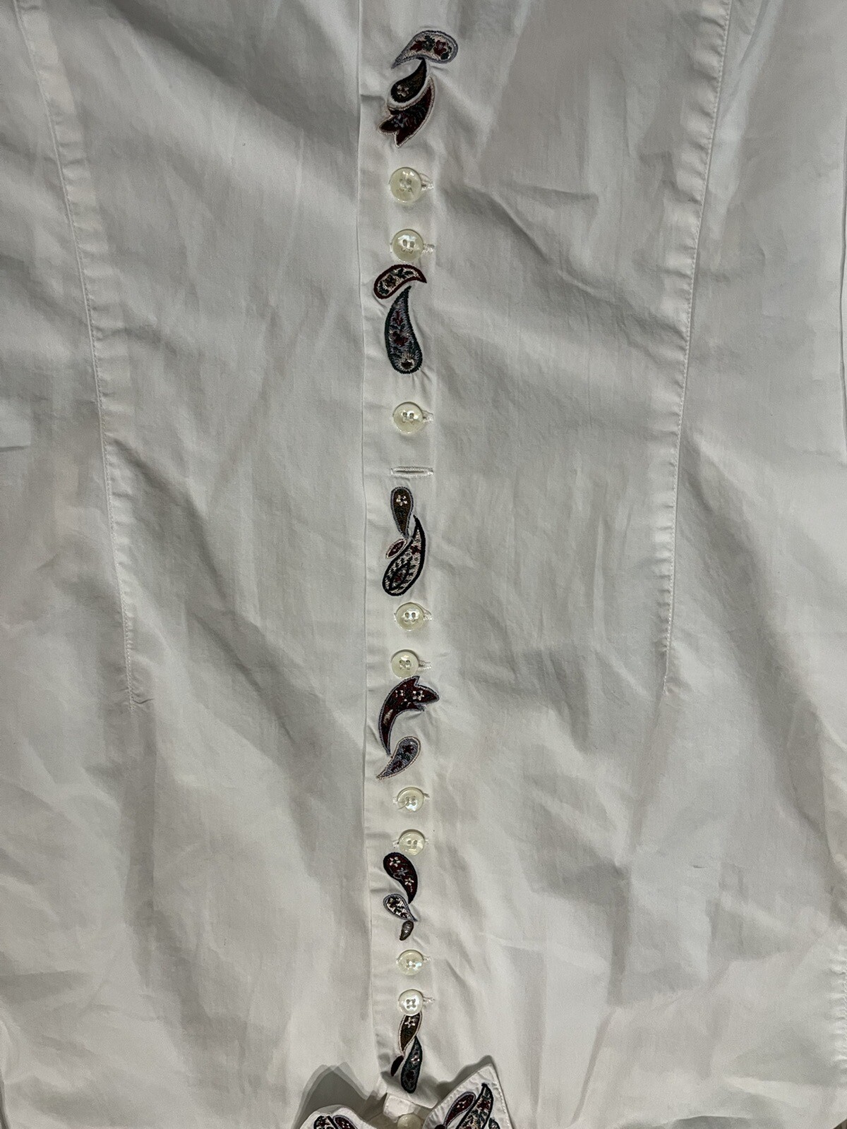 Bushwacker Button Down Blouse White Embroidered F… - image 2