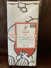 Pottery barn Snoopy ORGANIC Cotton Crib Fitted SHEET baby toddler Heart Holiday
