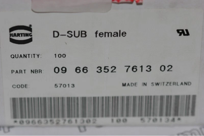 09 66 352 7613 Harting D Sub Socket R/A PCB Mounting 25 Way - Image 3 of 3