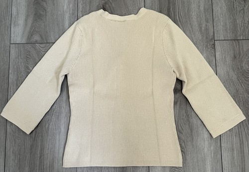 Suéter Mossimo para mujer medio ligero tostado neutro cuello en V acanalado manga 3/4 - Imagen 7 de 7