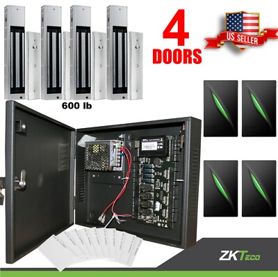 4 Doors ZK C3 400 Access Control Board Systems & 600lbs Magnetic Lock Power Box