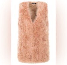 Nwt Twinset Italy Genuine Feather Vest Hip Length Size M In Blush Powder Pink