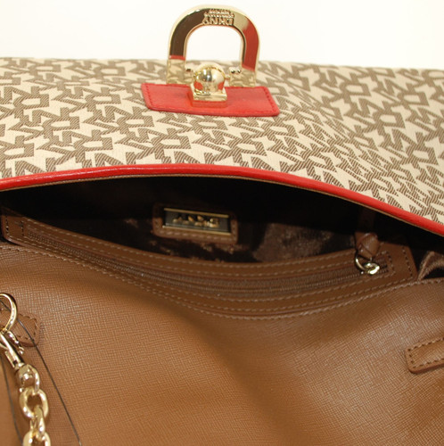 DKNY AUTHENTIC T&C HARDWARE CHINO RED LOGO SHOULDER BAG HANDBAG PURSE NWT - Picture 7 of 7