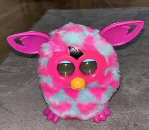 2012 Hasbro Furby Blue with Pink Hearts and Pink Ears