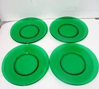 4 VINTAGE BALTIC FOREST GREEN 8 IN  GLASS LUNCHEON  PLATES  ANCHOR HOCKING