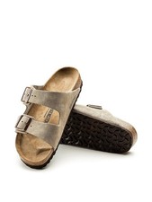New With Box Birkenstock For Women Arizona Suede Leather Sandals Taupe