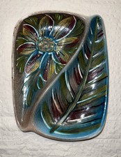 Plate / empty pocket Alessio TASCA flower ceramic leaf Italy