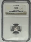 1870 SEATED LIBERTY HALF DIME NGC AU 58