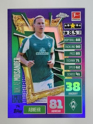 2020 Topps Chrome Match Attax Bundesliga Niklas Moisander #74 Purple Refractor