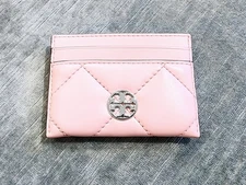 New Tory Burch Willa Pink Soft Quilt Leather Card Case 165934 $128