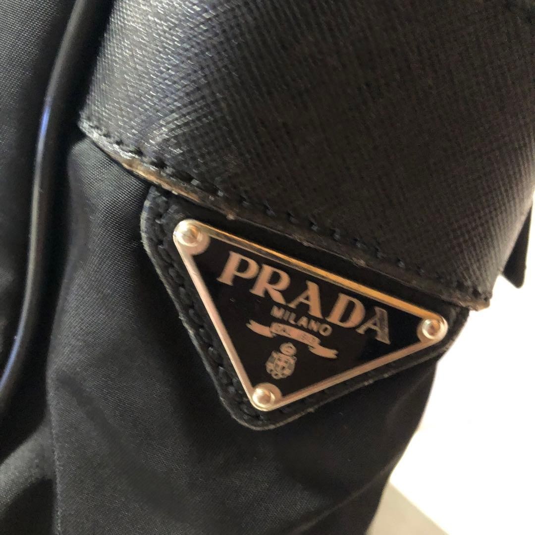 PRADA Shoulder Bag Triangle Logo Plate Large Capacity Black thumbnail 7