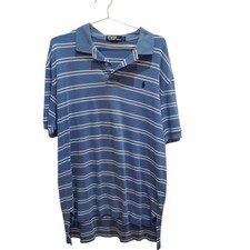 Vintage Polo by Ralph Lauren Mens Large Blue White Striped  Polo Shirt Soft Y2k