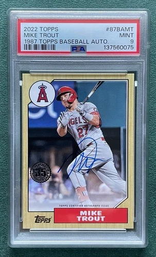 Mike Trout 2022 Topps 87 Topps Autograph #87BA-MT, PSA 9 MINT