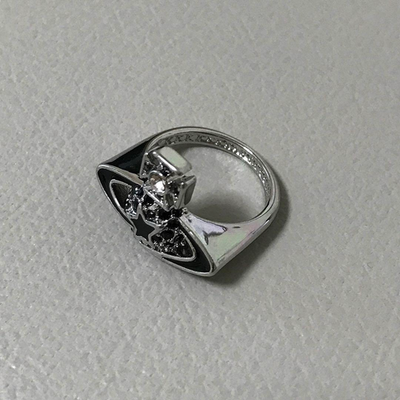 Vivienne Westwood Shooting Star Ring Silver Black Size 13 No Box