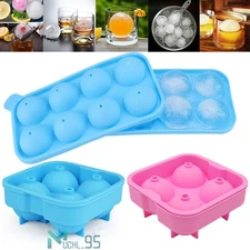2025 Round Ice Cube Ball Maker Tray Silicone Sphere Mold Bar Whiskey Cocktails