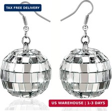 Disco Ball Earrings 24mm 70'S Disco Punk Earrings for Women Jewelry