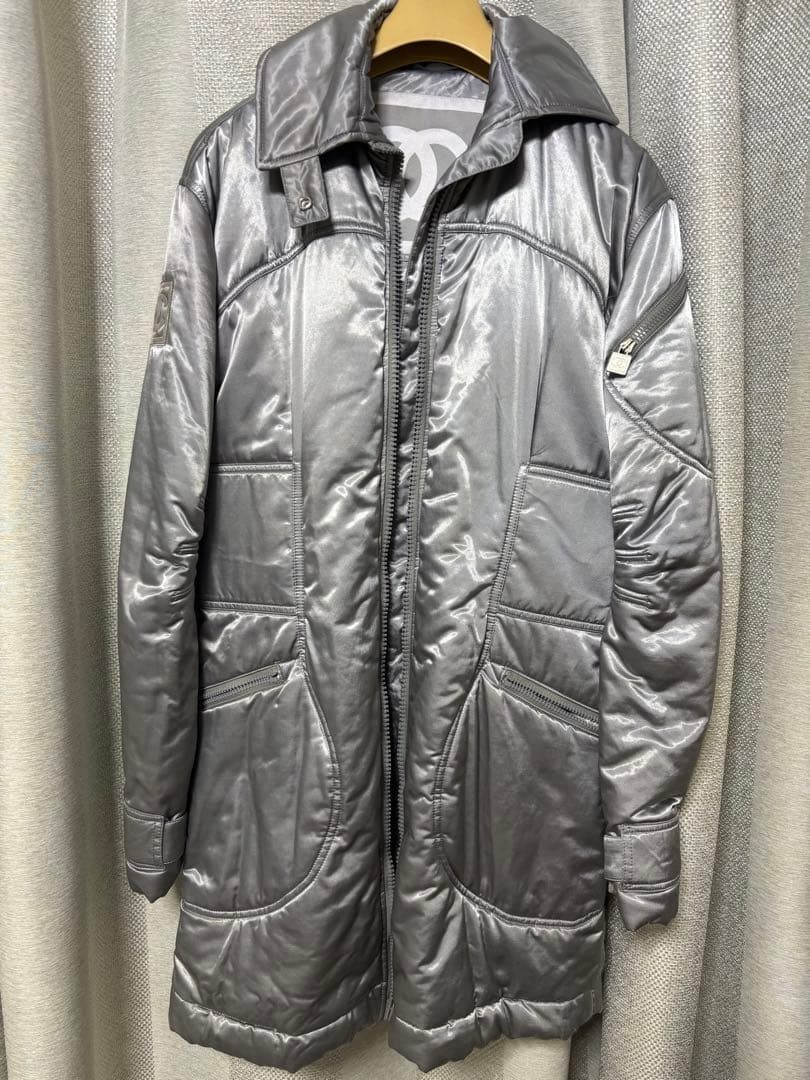USED CHANEL SILVER DOWN JACKET ACCEPTABLE - image 1