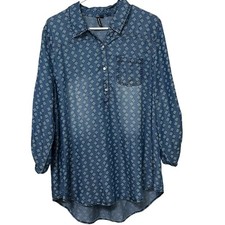 Heart-soul Women’s Shirt Dress Sz XL Chambray High/Low Roll Tab Soft