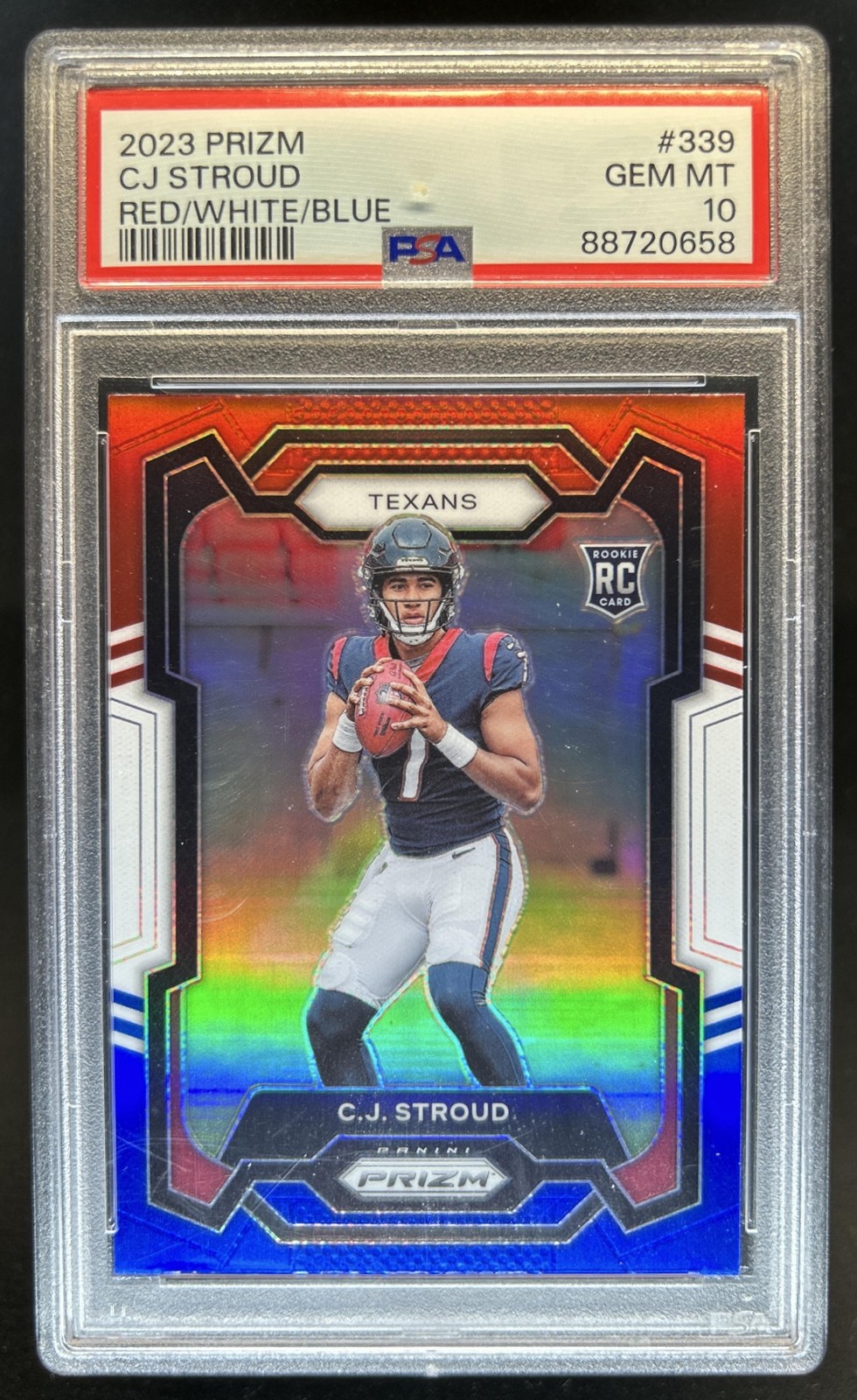 2023 Panini Prizm C.J. Stroud Red White and Blue Rookie RC #339 Texans PSA 10