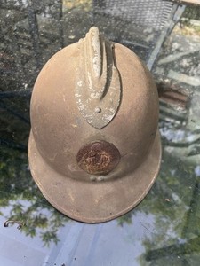 Original WW2 French Adrian Army Helmet, Engineer Corp with Liner +Chinstrap M-26