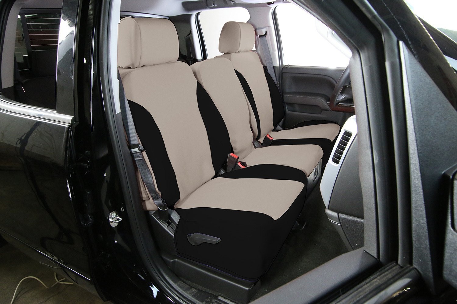 Saddleman 198436-09 Neoprene 1st Row Tan & Black Custom Seat Covers