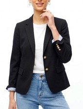 J.Crew Factory Schoolboy Black Blazer Womens 4 Gold Button Wool blend Office EUC
