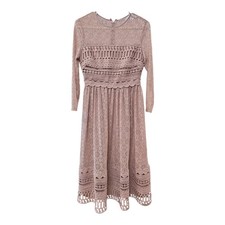 ASOS Design Midi Dress Women's Size 6 Pink Lace Long Sleeve Floral Crochet 