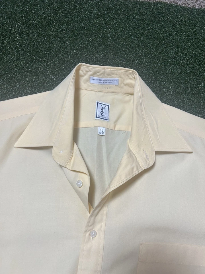 Camisa vintage YSL Yves Saint Laurent amarilla pastel abotonada 15 32-33 de colección años 90 Foto 4 de 4
