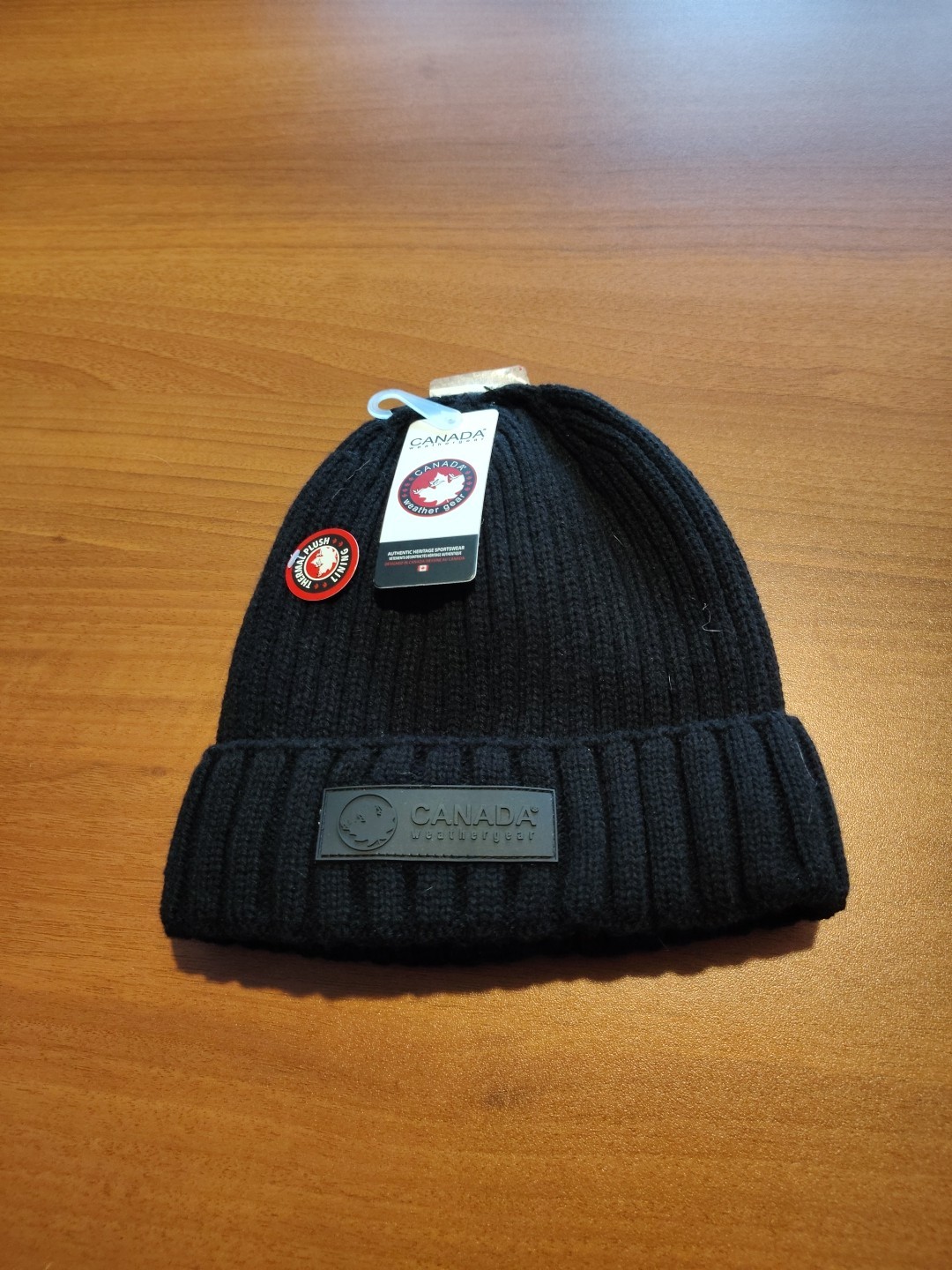 Canada Weather Gear Black Knit Thermal Plush Lining Beanie Hat