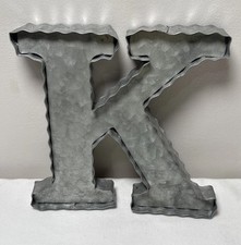 Letter K 8" tall 8.5" wide Silver metal initial alphabet K wall mount