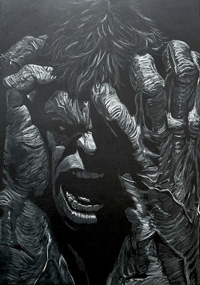 Original Hulk Kunst Bleistift & Kohlezeichnung A3 (kein Druck)