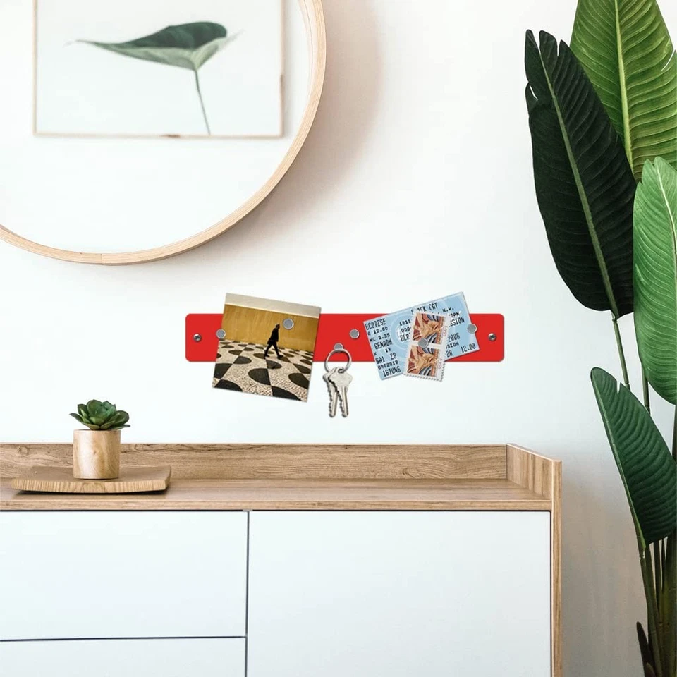 Mini tablón de anuncios magnético sin marco de tira de metal de 14 x 2,5 pulgadas con 6 magne... Foto 4 de 4