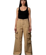 Vintage Y2K Baggy Hollister Tan Wide Leg Cargo Pants Size 6