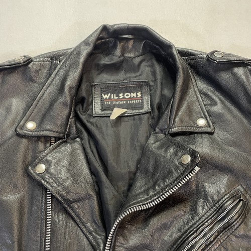 Vintage Wilsons Lederjacke Herren Medium schwarz Biker Motorrad Gürtel 80er 90er - Bild 6 von 24