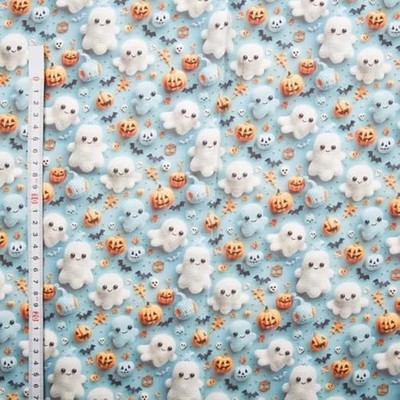 Häkelgeister Halloween Gruselstoff 100% Baumwolle 150 cm breit Stoffmaterial