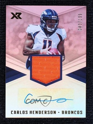 2017 Panini XR Rookie Swatch 40/199 Carlos Henderson #RSA-CH Auto RC 0c3