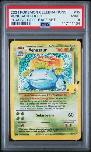 2021 POKEMON CELEBRATIONS CLASSIC COLL #15 VENUSAUR-HOLO PSA 9