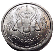 1958 MADAGASCAR - 1 Franc - Vintage Highly Collectible BU UNCIRCULATED Unc Coin