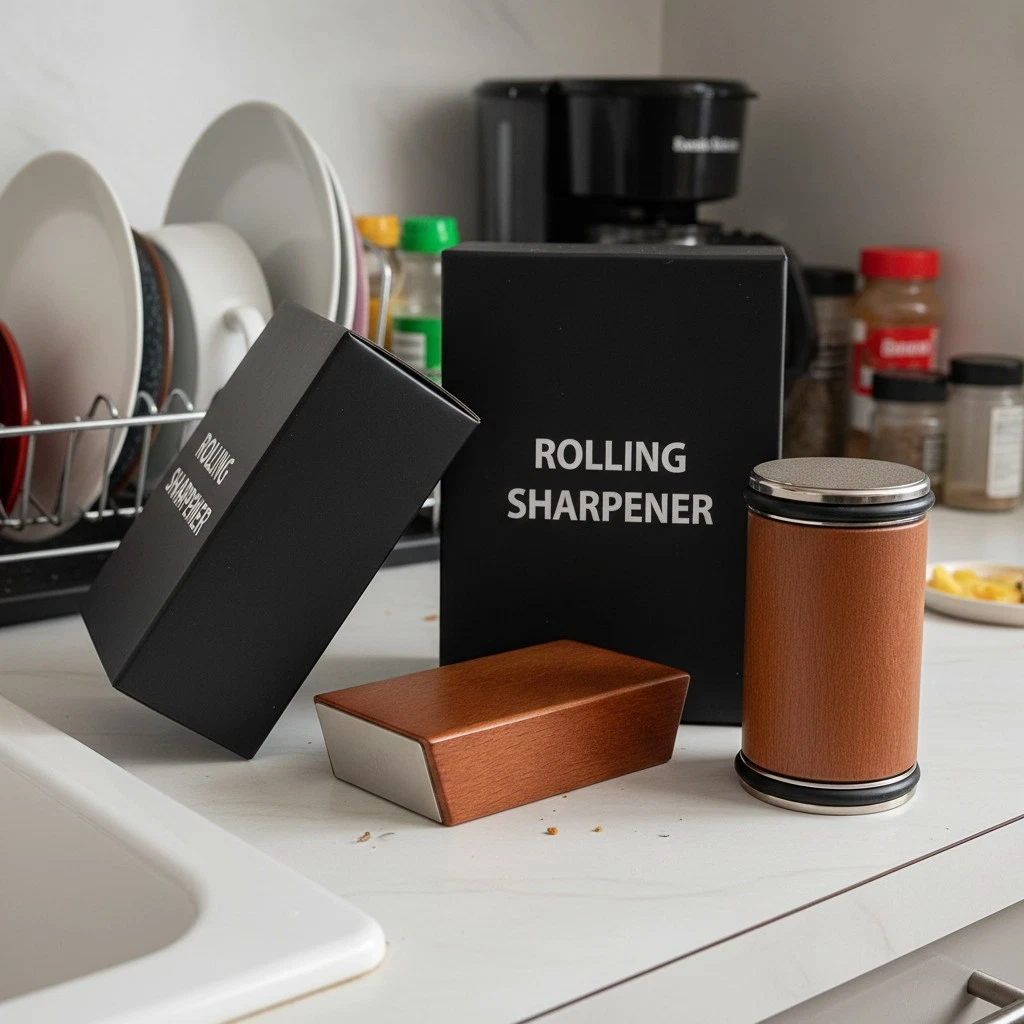 Rolling Knife Sharpener-Diamond & Ceramic Knife Sharpening Kit with 15/20 Angles
