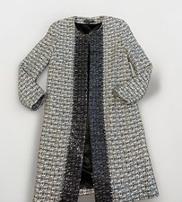 EUC St John Knit Long Jacket Sz. 6 Sequence Accent Lined USA Made Tweed