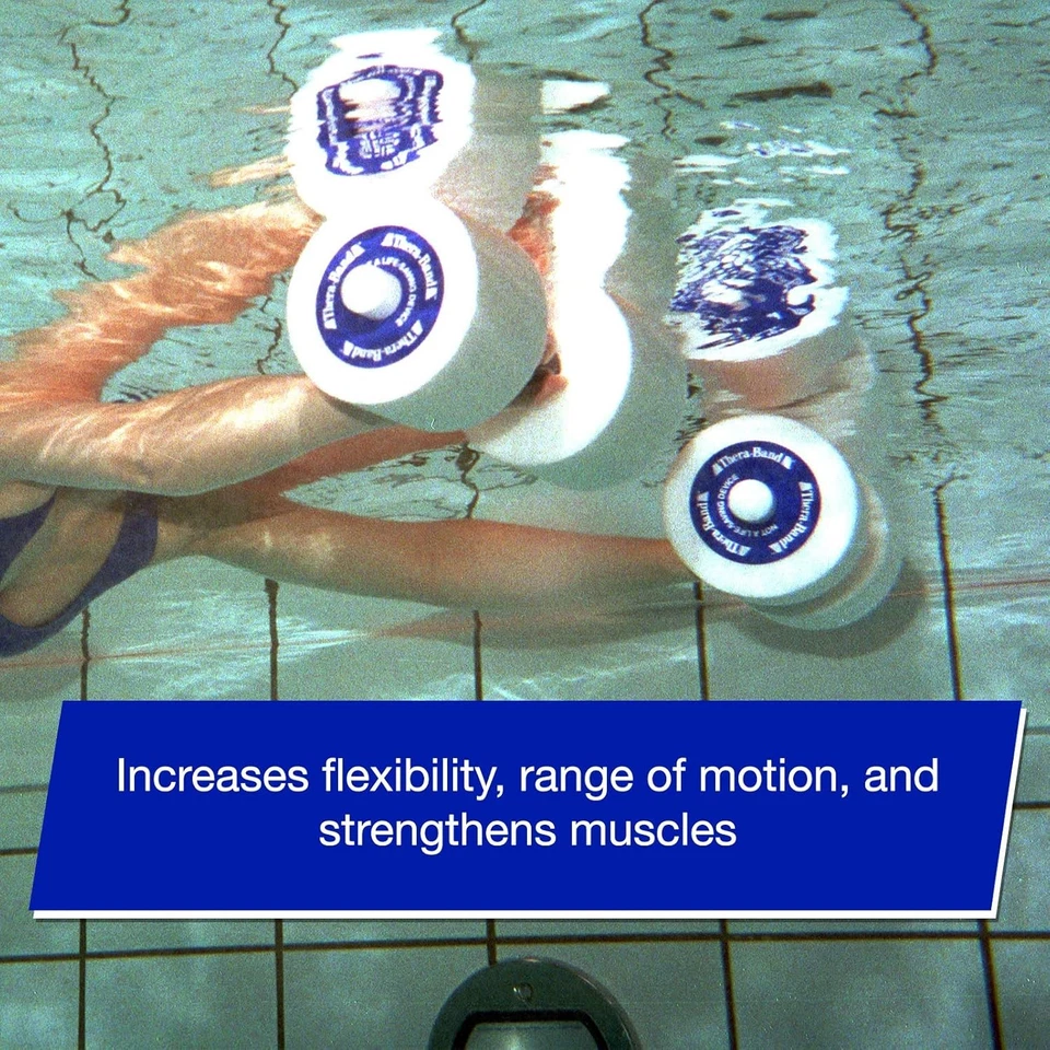 THERABAND Pesas de Agua, Mancuernas Acuáticas para Piscina Fitness, 2 Azules - Pesadas  Foto 3 de 3