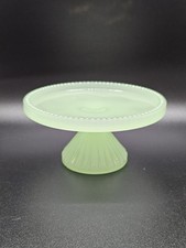 Vintage Mini Jadeite Glass Cupcake Size Pedestal Cake Plate 4" W x 2" H