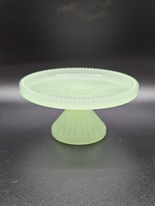 Vintage Mini Jadeite Glass Cupcake Size Pedestal Cake Plate 4" W x 2" H