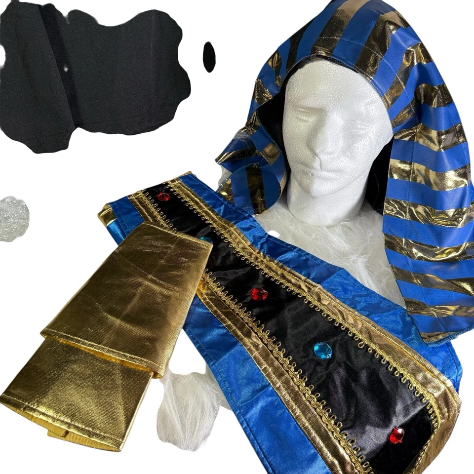 Египетский костюм взрослый один размер туника ремень головной убор воротник манжеты новый - Изображение 2 из 4