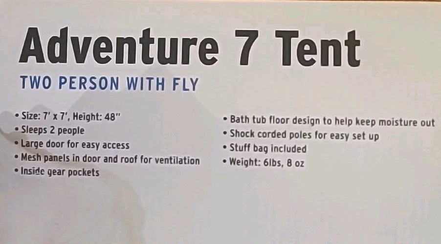 Nueva tienda Adventure 7 domo para 2 personas 7x7 pies azul/plateado camping refugio al aire libre Foto 3 de 4