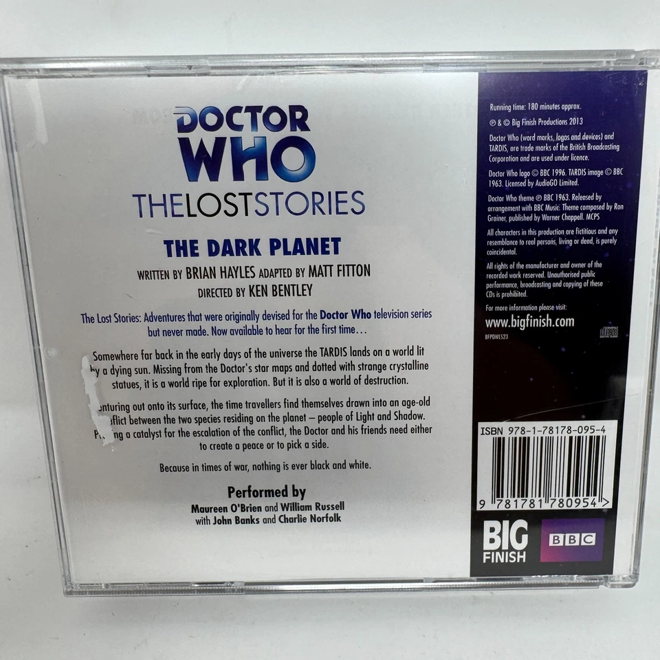 Doctor Who BIG FINISH CD - LOST STORIES #4.1 - THE DARK PLANET (new/sealed) - Image 2 of 2