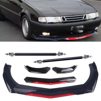 Front Bumper Lip Splitter Spoiler Glossy Black Red For Saab 2003-2007 body kit