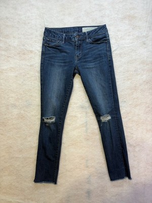 Treasure & Bond Womens size 27 dark Wash low rise raw hem skinny jeans