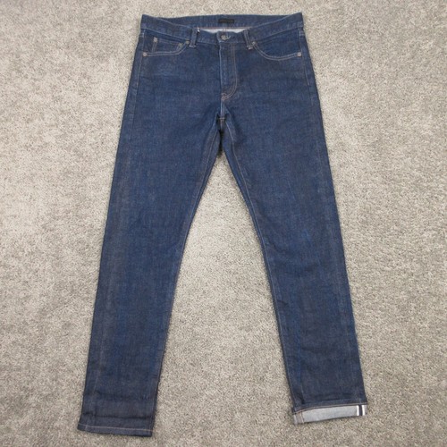 Uniqlo, Uniqlo Jeans Mens 32x32 Blue Slim Straight Kaihara Japanese Selvedge Denim Pants