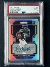 2021 Elijah Moore Panini Prizm Silver Rookie Auto PSA 9 #346 Broncos 🔥🔥🔥